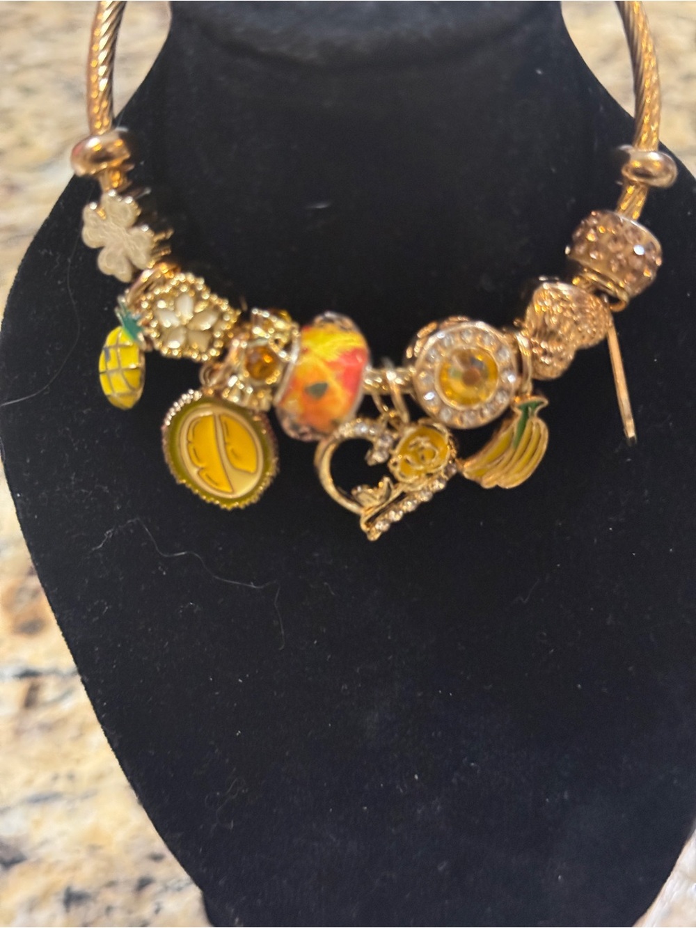 Gold Tone Fruit Charm Bracelet - Women Jewelry
